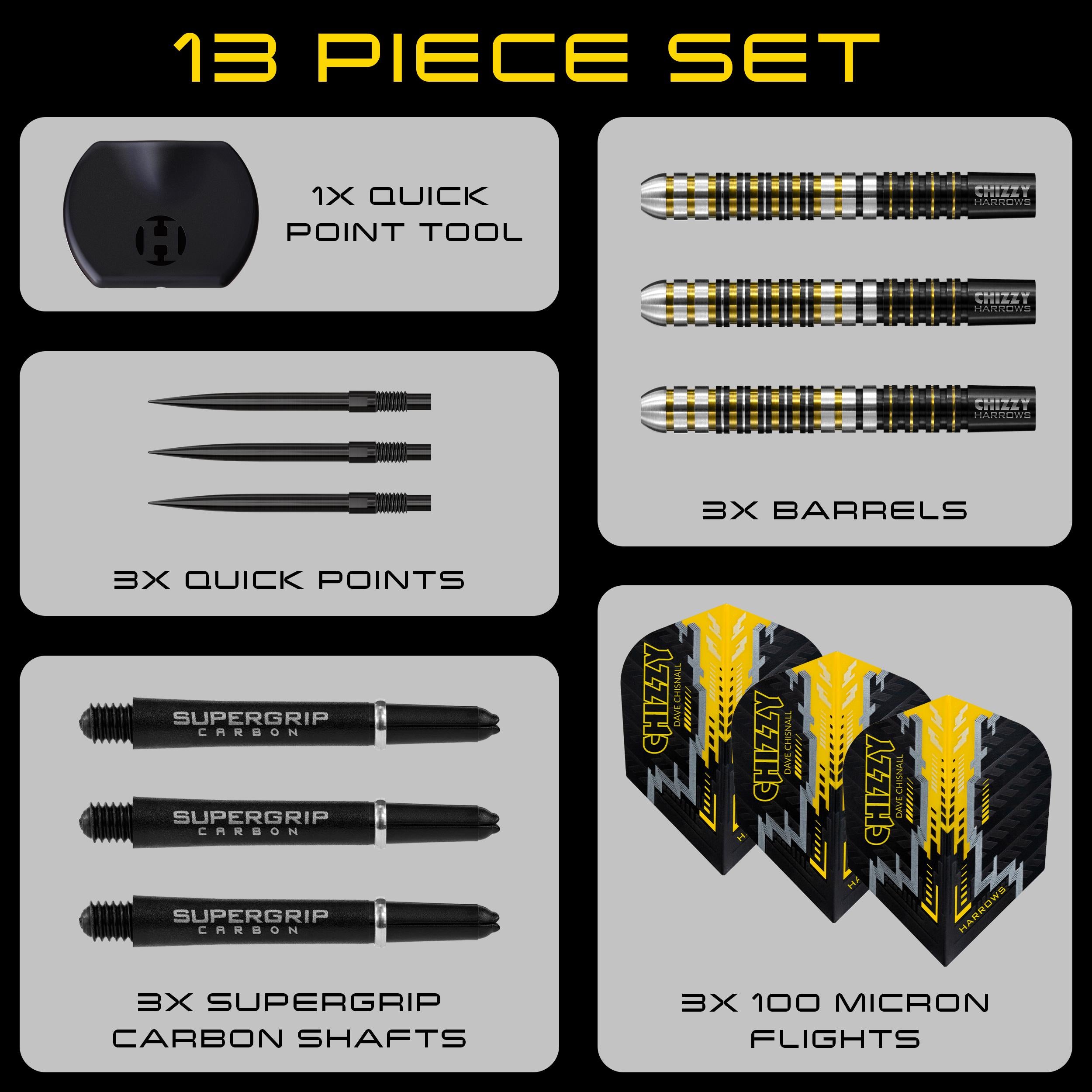 harrows-chizzy-90-dave-chisnall-series-1-fl-chettes-pointe-acier-quick-point image 7