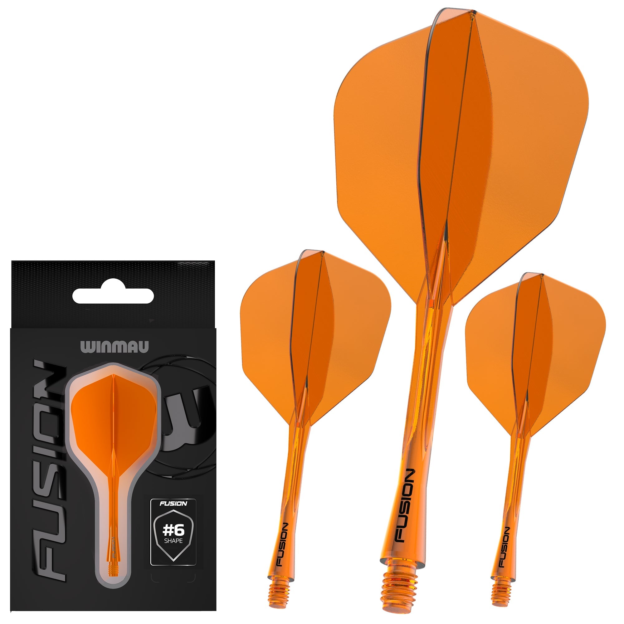 winmau-fusion-integrated-flight-shaft-6-transparent-orange-short-tige-ailette-in image 1