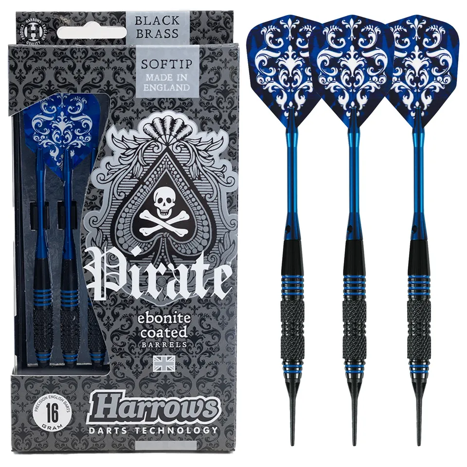 harrows-pirate-blue-soft-tip-darts-fl-chettes-pointe-souple-tungst-ne image 1
