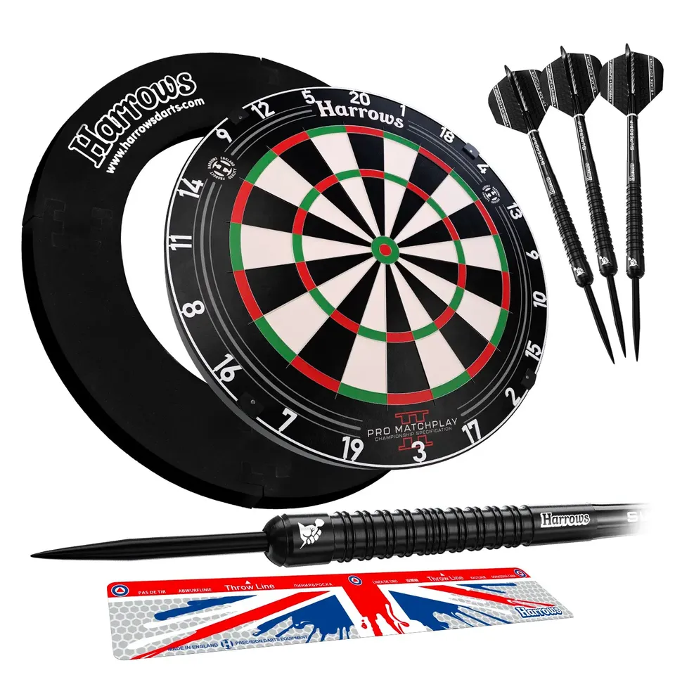harrows-pro-matchplay-2-supergrip-black-edition-surround-ligne-de-lancer-bundle image 1