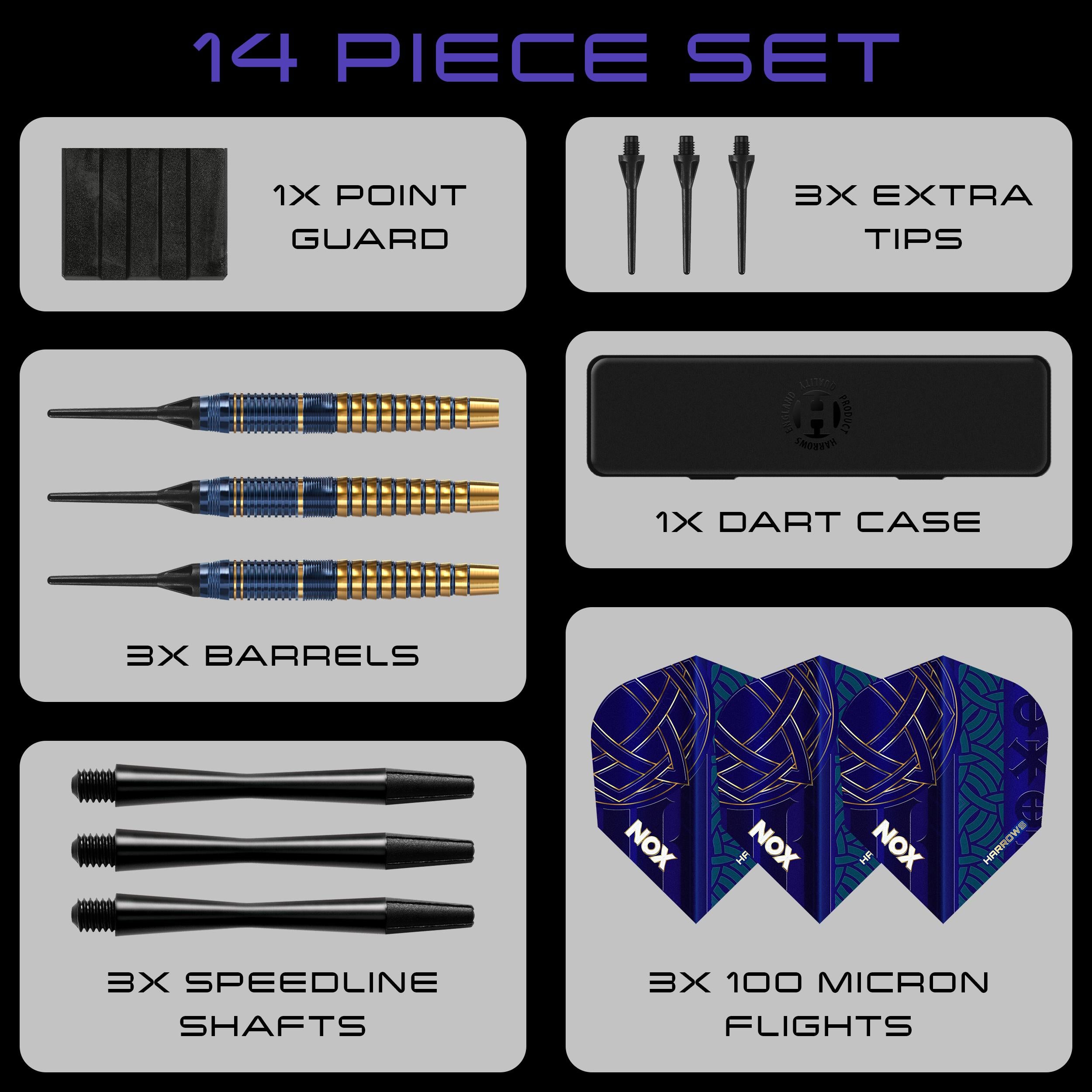 harrows-nox-fl-chettes-pointe-souple-bleu-or image 4