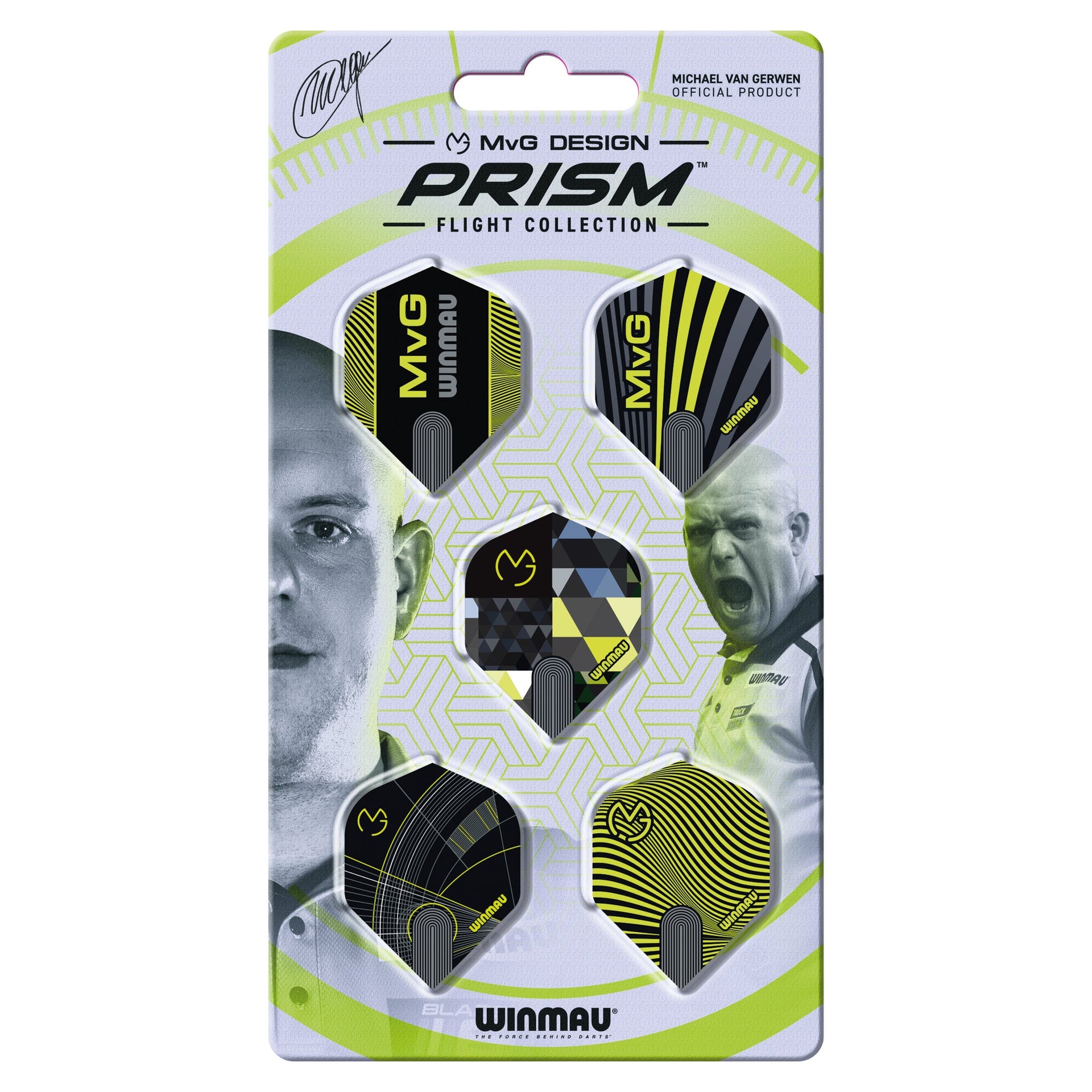 winmau-mvg-prism-flight-collection-card-5-sets-noir-et-vert image 1