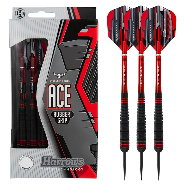 harrows-ace-fl-chettes-pointe-acier-grip-caoutchouc-vulcanis image 1