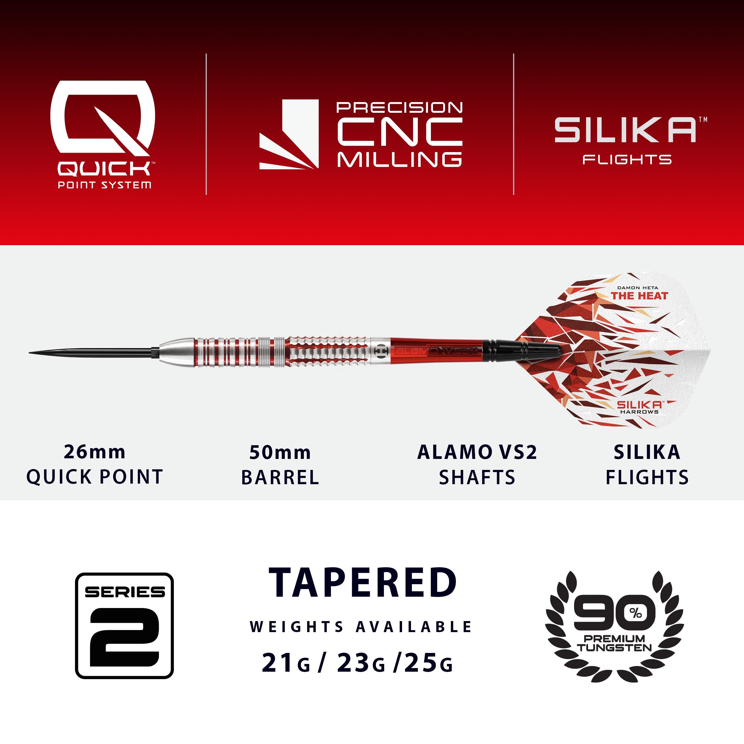 harrows-damon-heta-90-series-2-quick-point-darts-fl-chettes-pointe-acier image 4