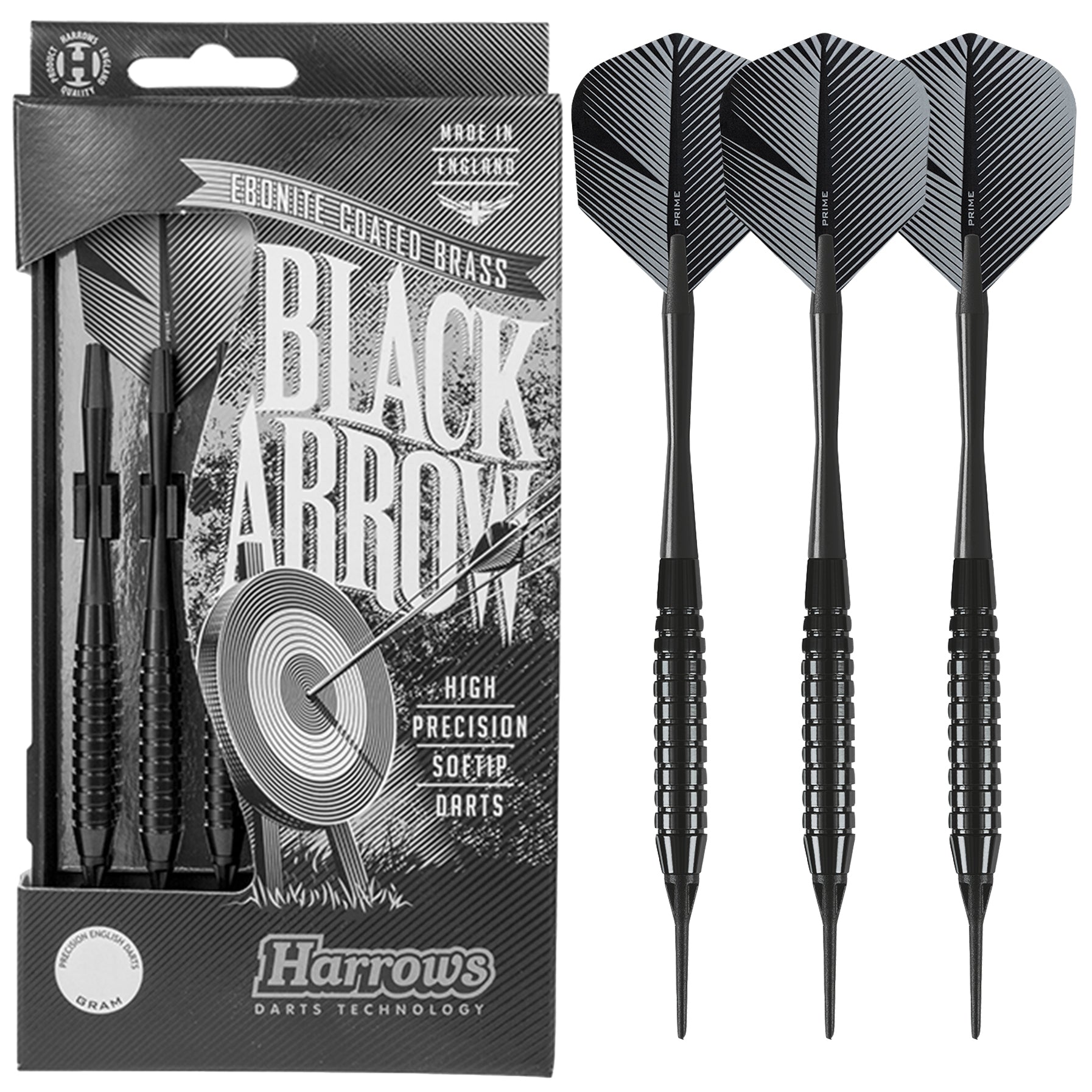 harrows-black-arrow-fl-chettes-pointe-souple-soft-tip-laiton image 1