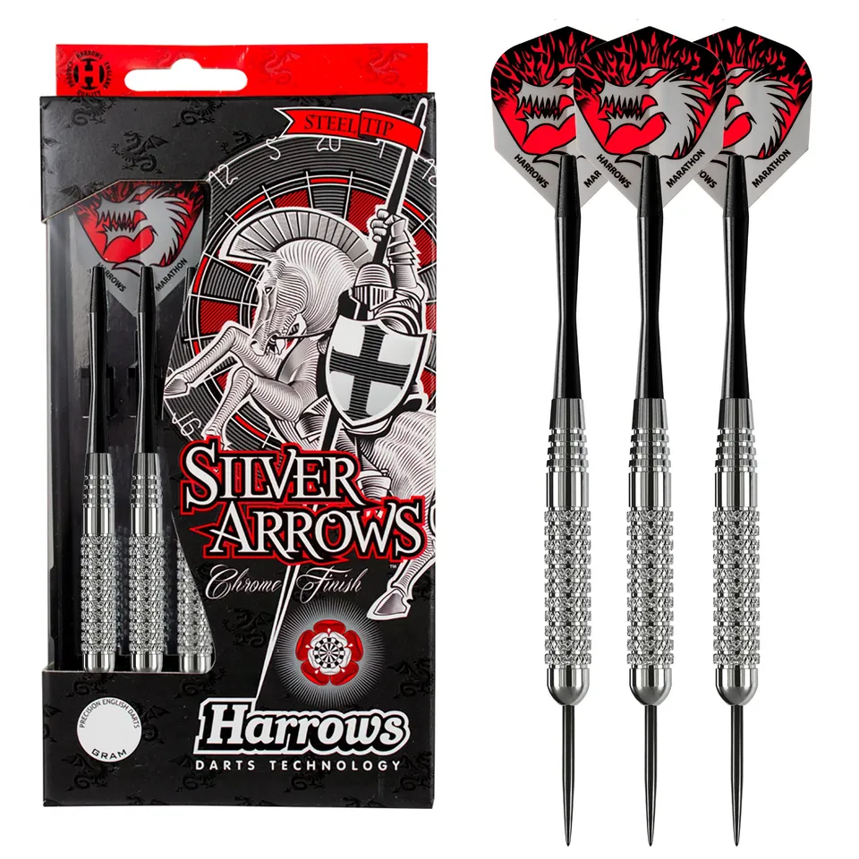 harrows-silver-arrows-knurled-fl-chettes-pointe-acier image 1