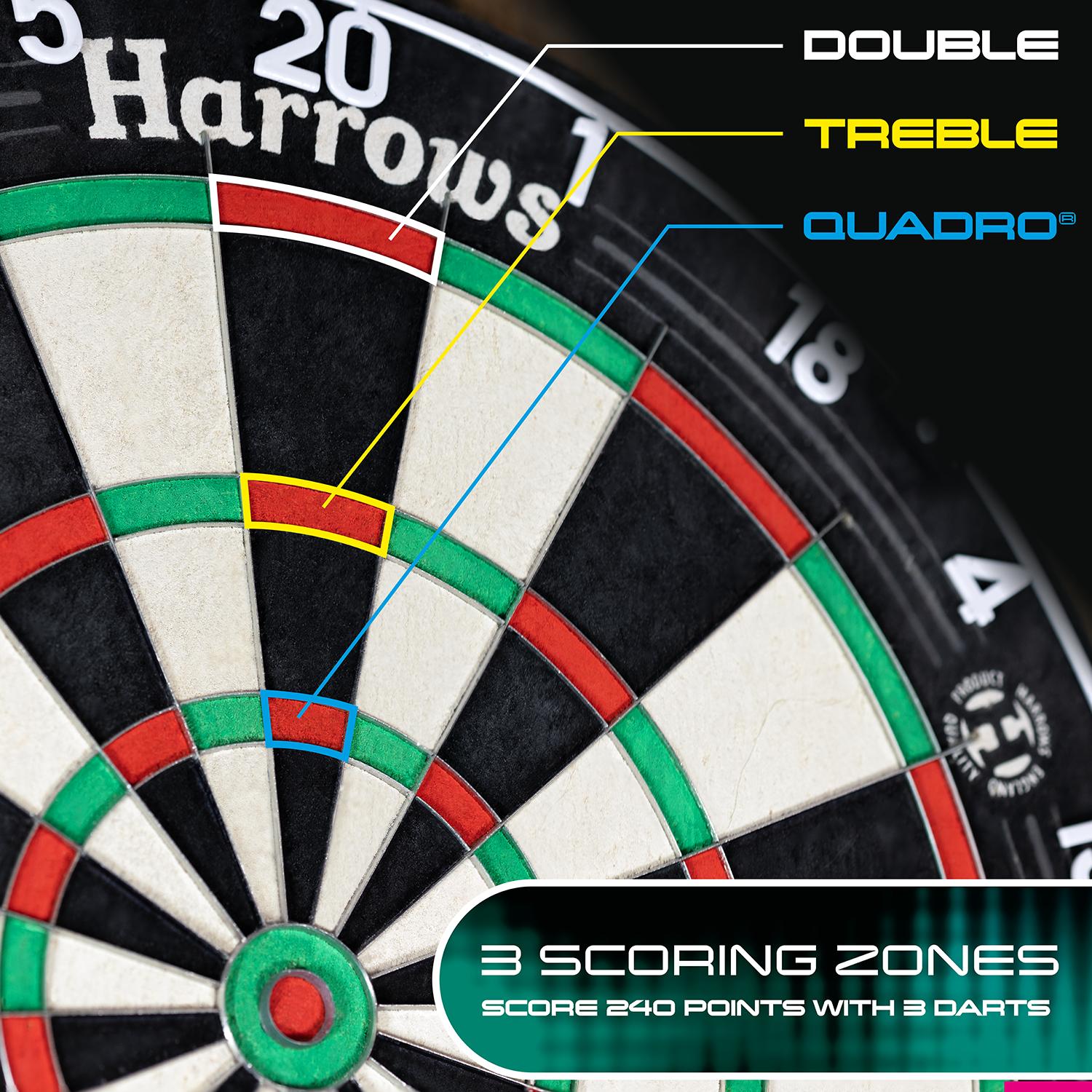 harrows-quadro-240-cible-de-fl-chettes-sisal-4-jeux-anneau-clear-sight image 3