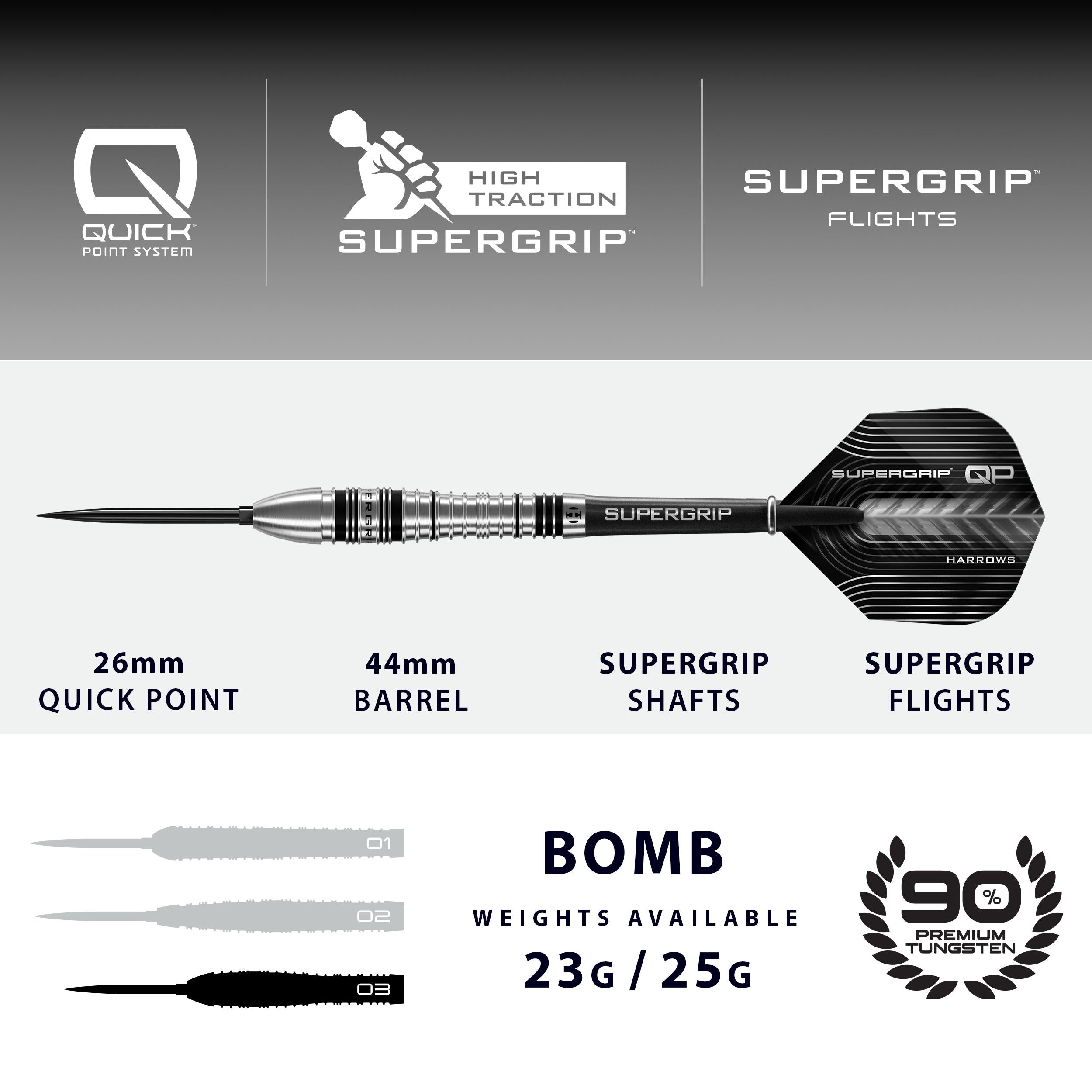 harrows-supergrip-qp-bomb-90-fl-chettes-pointe-acier-quick-point image 4