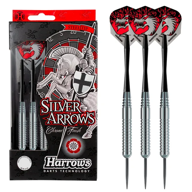 harrows-silver-arrows-ringed-fl-chettes-pointe-acier image 1