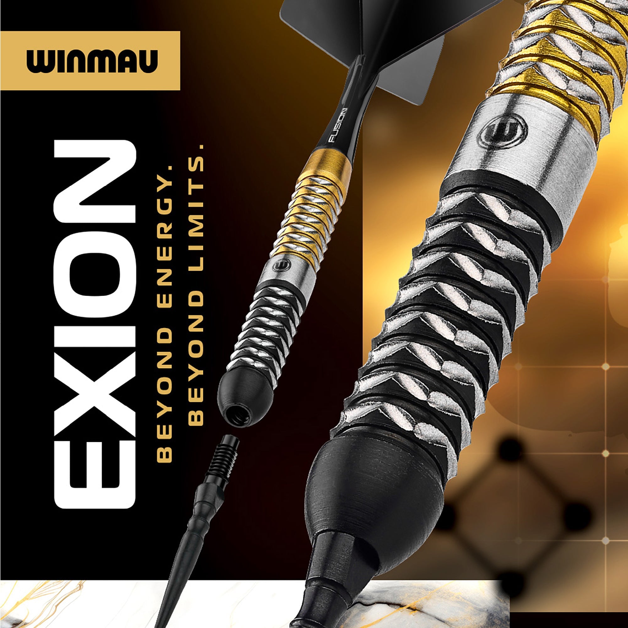 winmau-exion-switch-point-parallel-fl-chettes-acier-noir-et-or image 4