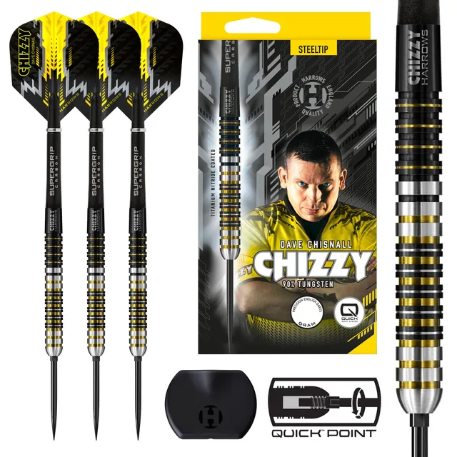 harrows-chizzy-90-dave-chisnall-series-1-fl-chettes-pointe-acier-quick-point image 1