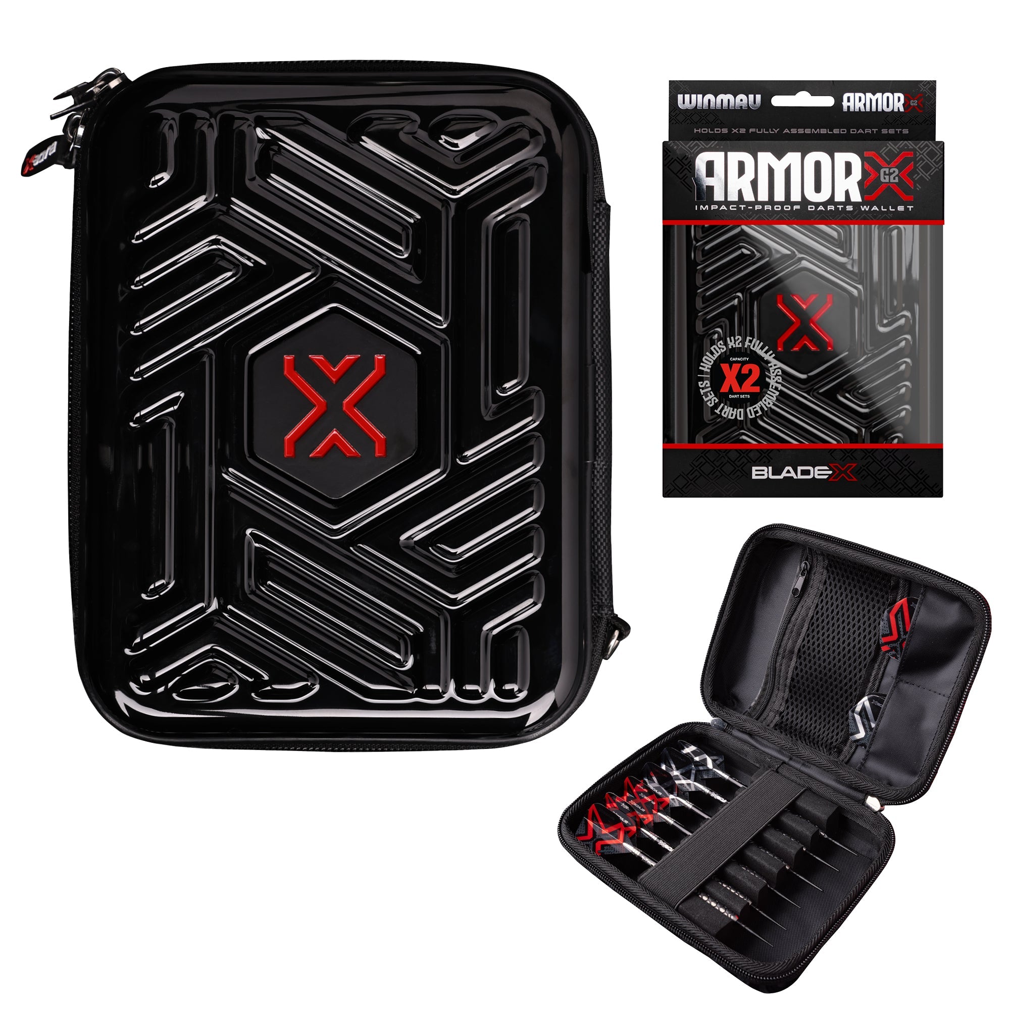 winmau-blade-x-armor-g2-tui-portefeuille-fl-chettes-rigide-noir-2-sets image 1