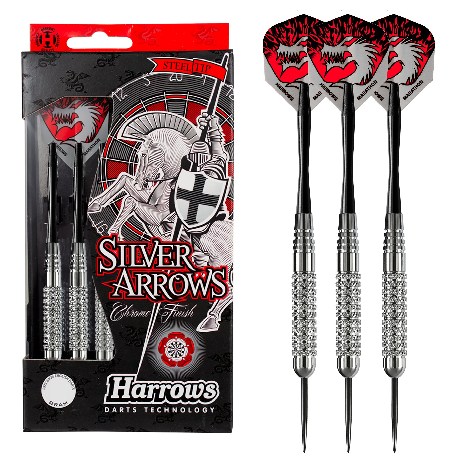 harrows-silver-arrows-knurled-fl-chettes-pointe-acier image 1