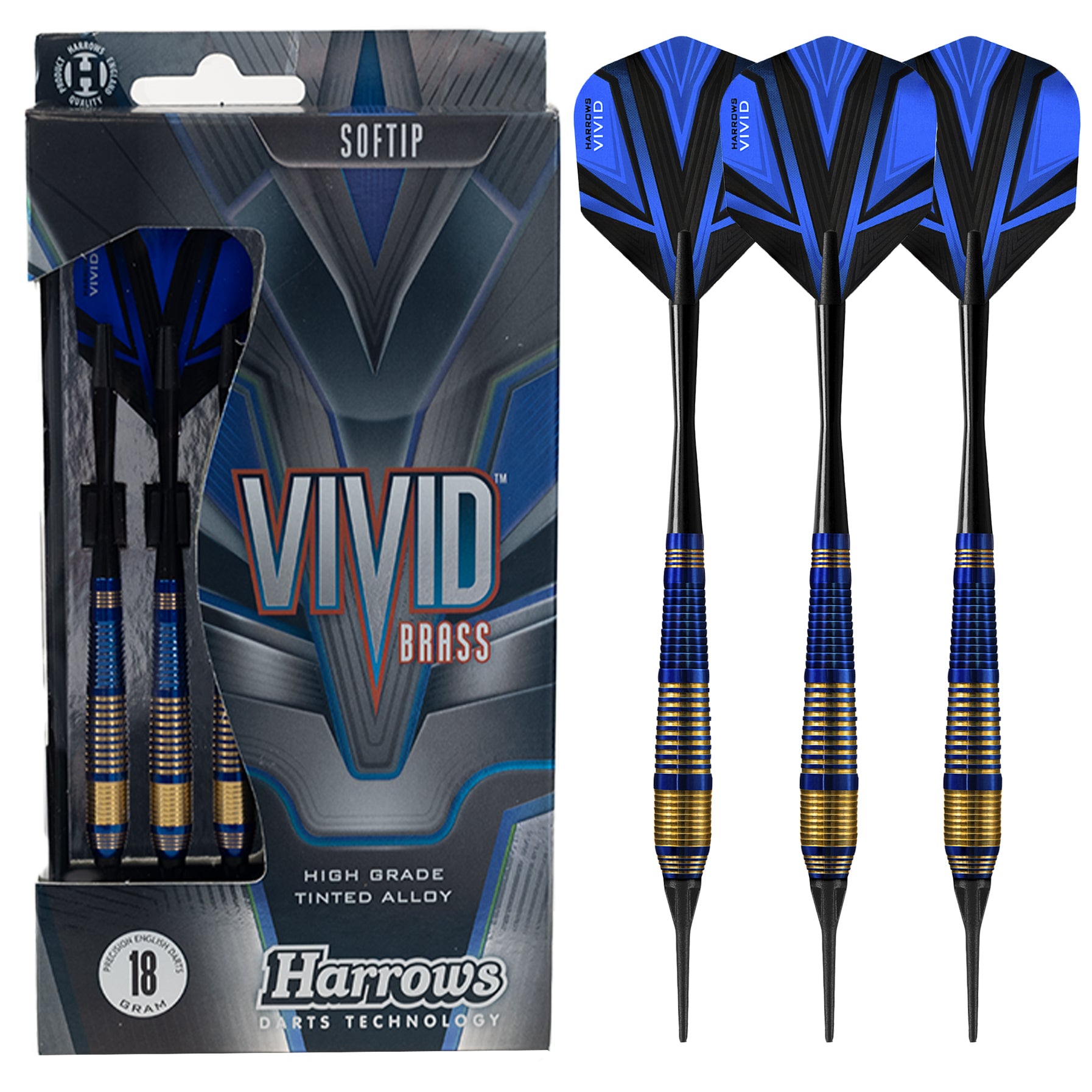 harrows-vivid-brass-bleu-fl-chettes-pointe-souple-soft-tip image 1