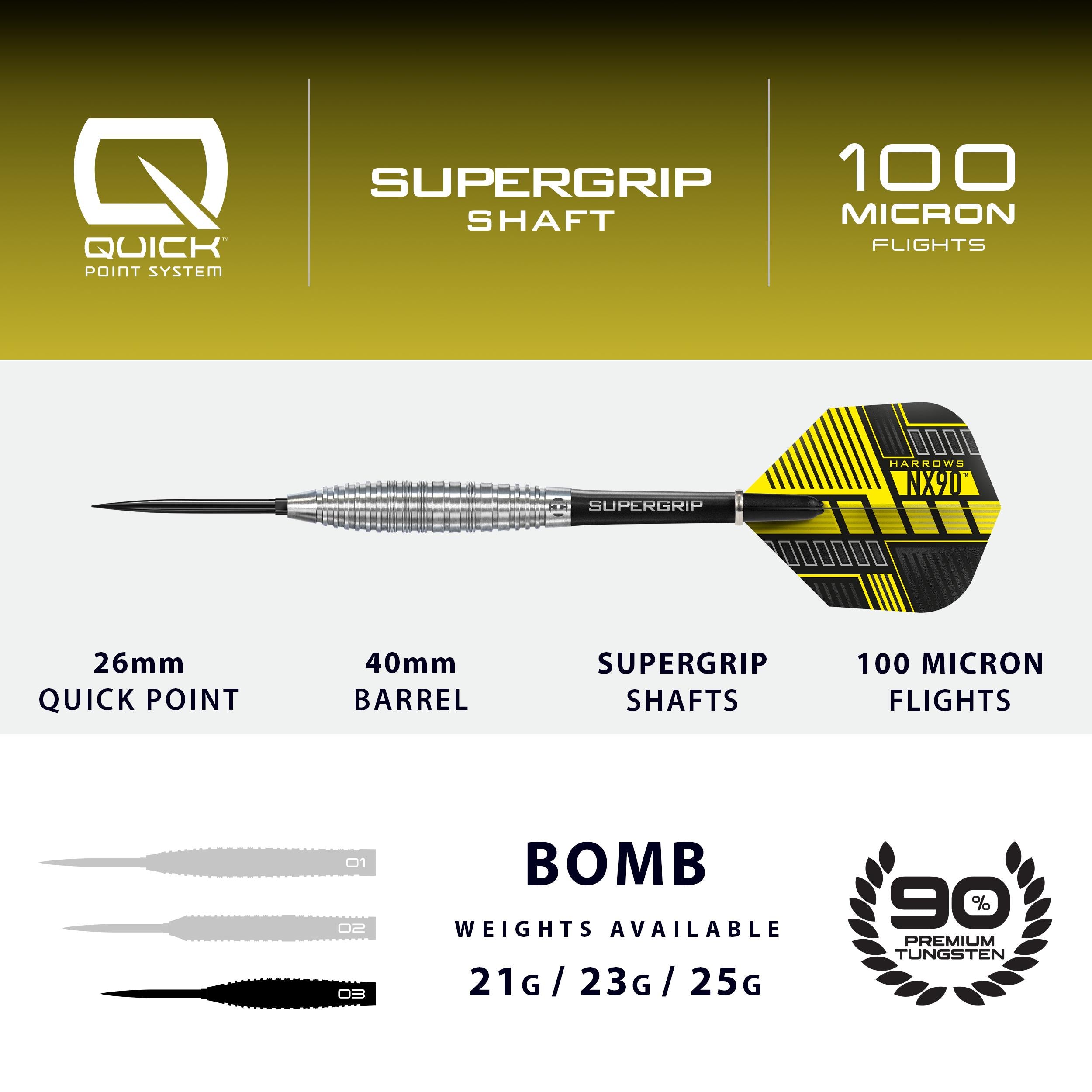 harrows-nx90-bomb-90-quick-point-fl-chettes-pointe-acier-profil-bomb image 4