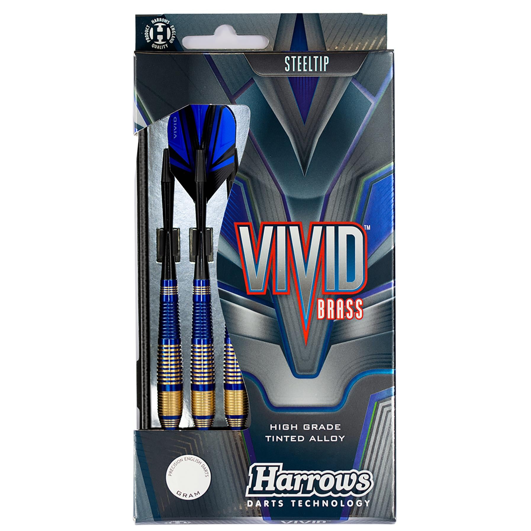 harrows-vivid-brass-blue-steel-tip-darts-fl-chettes-pointe-acier-bleues image 5