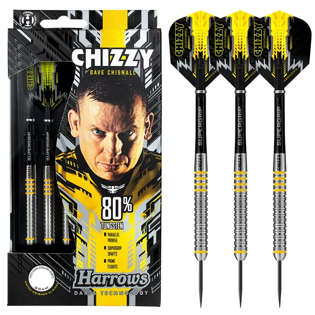 harrows-chizzy-80-fl-chettes-pointe-acier-dave-chisnall image 1