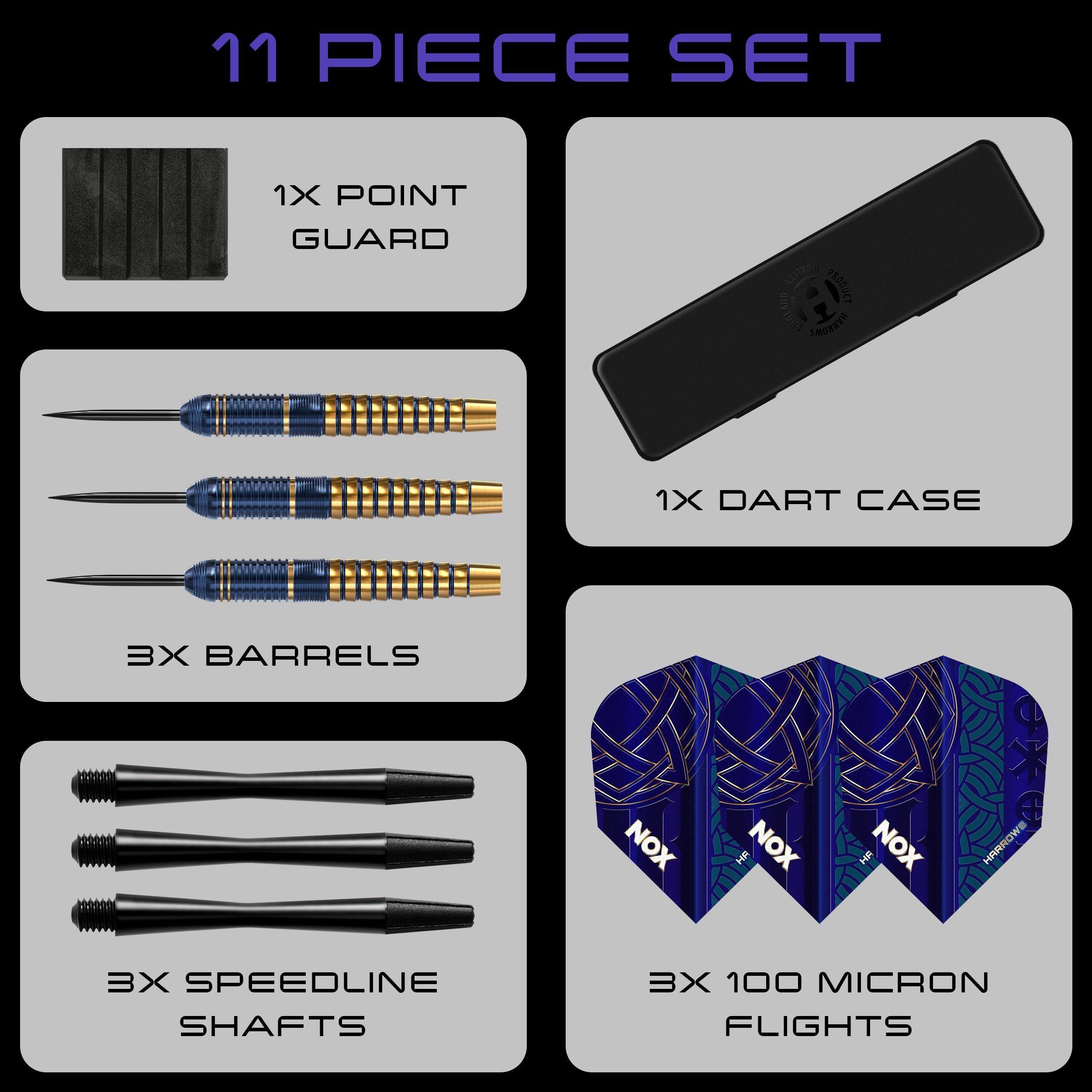 harrows-nox-steel-tip-fl-chettes-laiton-bleu-et-or image 4