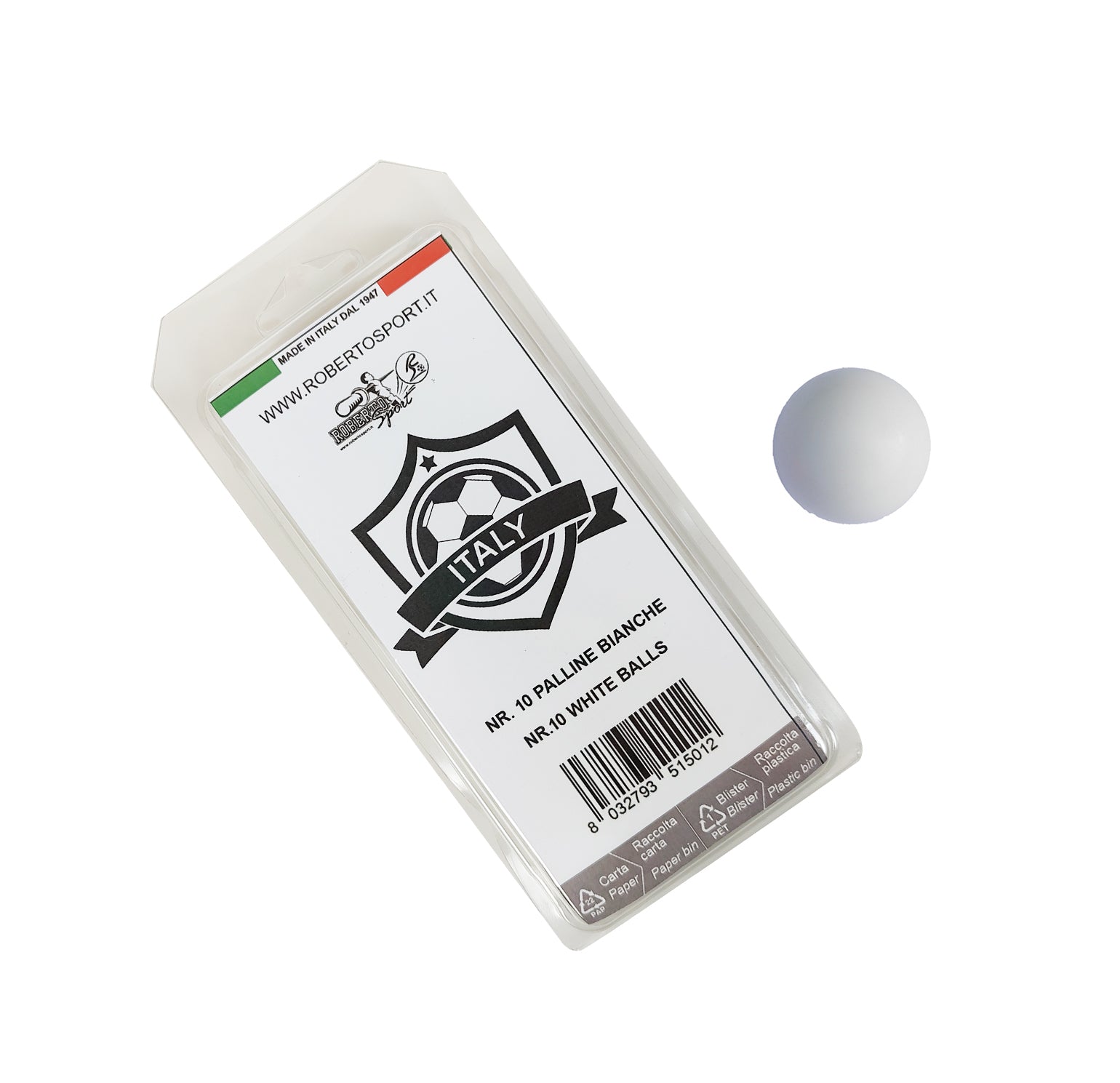 roberto-sport-10-balles-blanches-standard-diam-34-mm-blister image 1