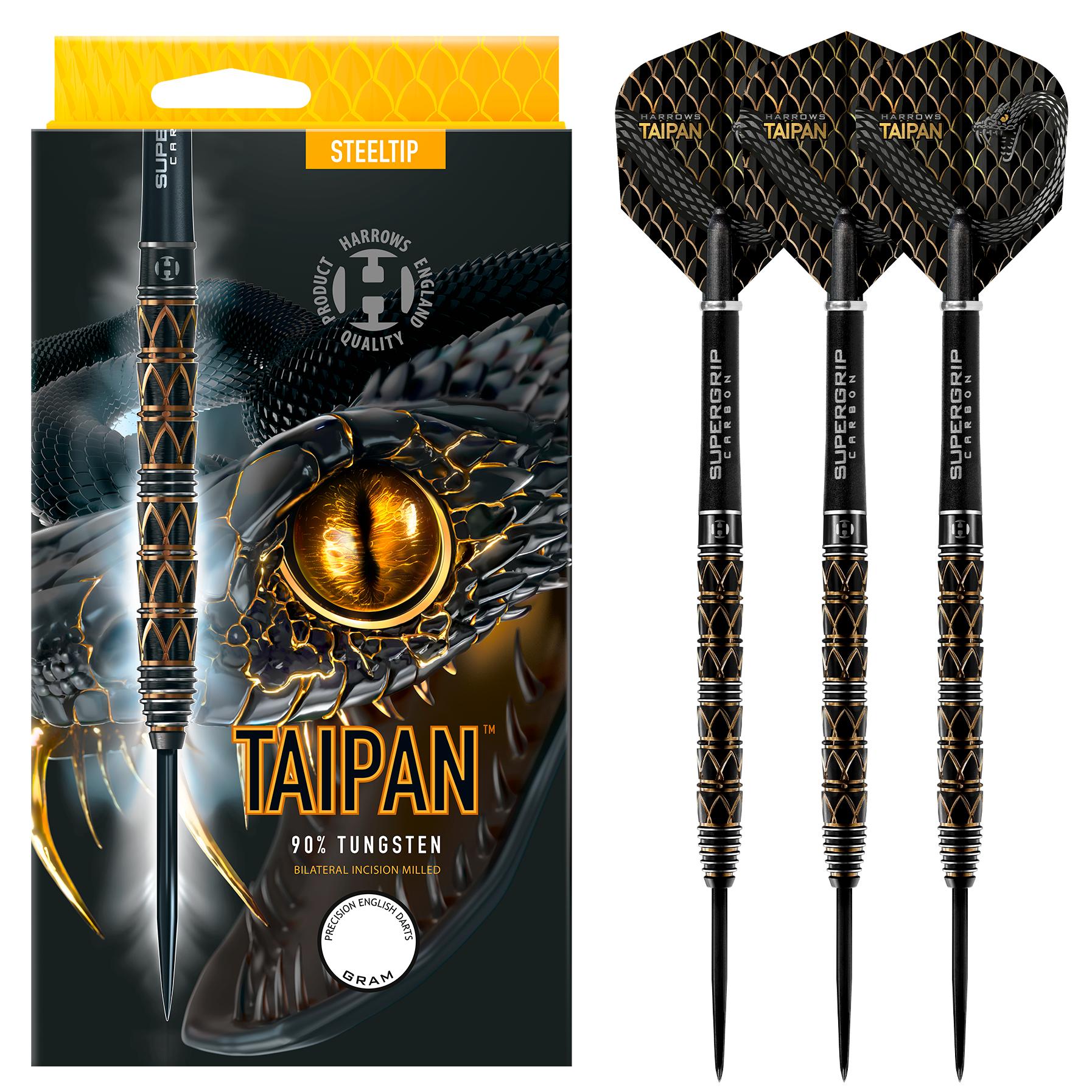 harrows-taipan-90-fl-chettes-pointe-acier-titane-noir-et-or image 1