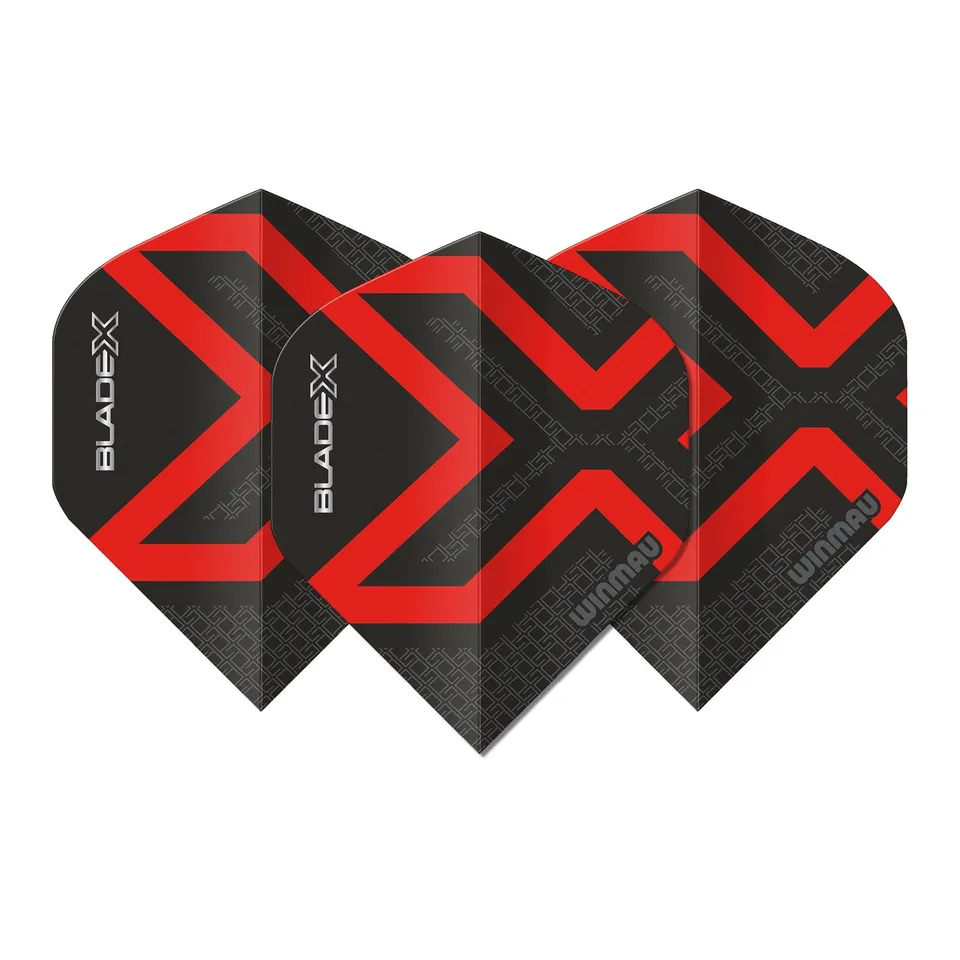 winmau-blade-x-prism-delta-metallic-black-red-ailettes-standard-x3 image 1