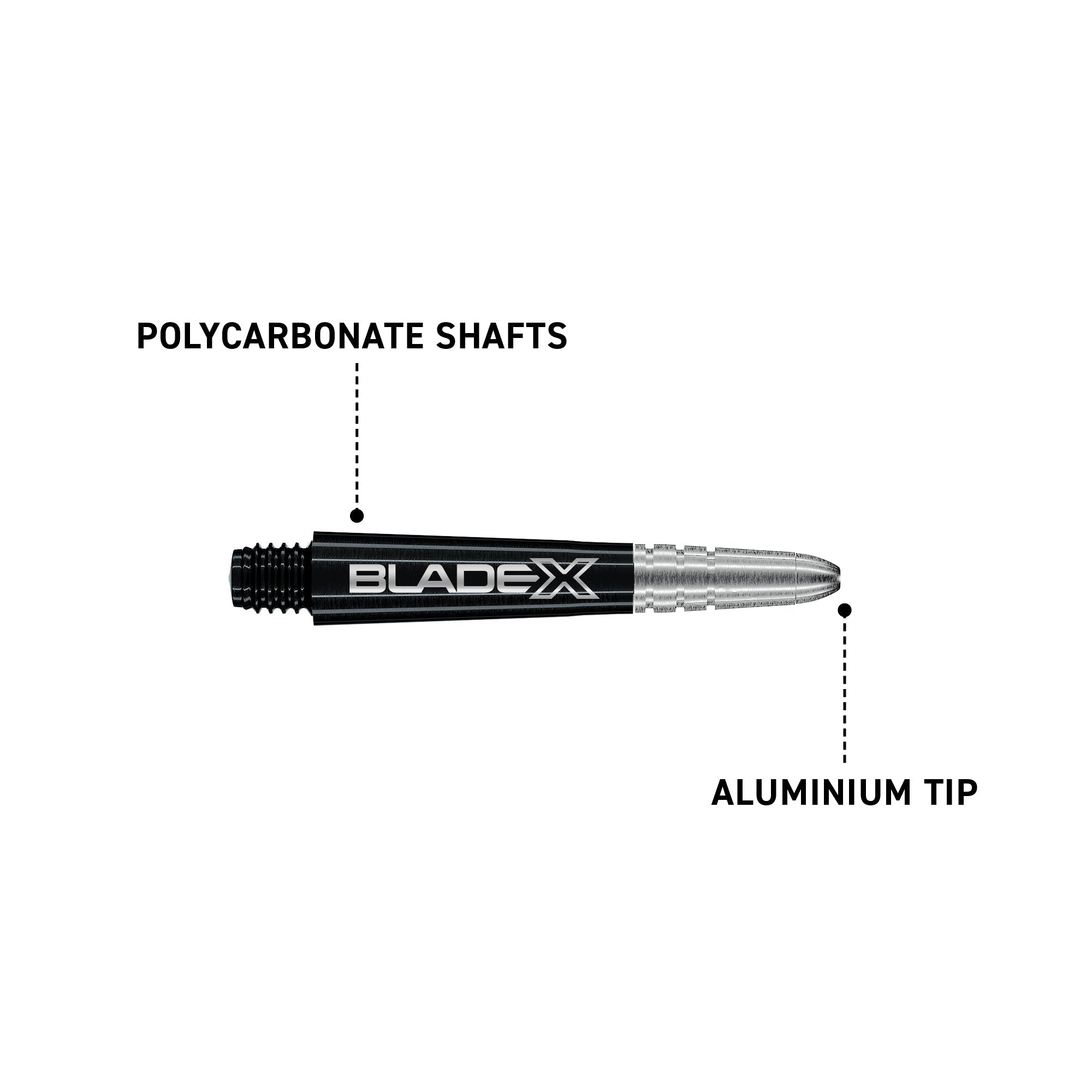 winmau-blade-x-vecta-tiges-courtes-noir-et-argent image 3