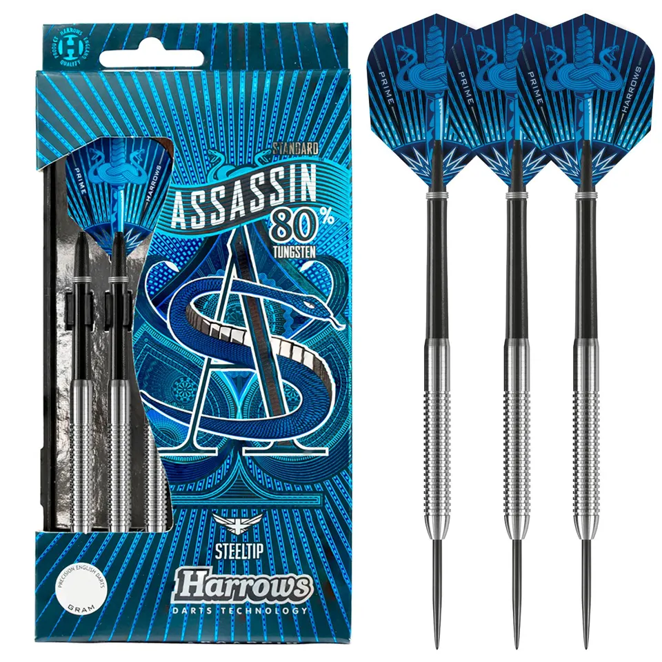 harrows-assassin-80-tungst-ne-21-gr-fl-chettes-acier-pointes-fixes-tiges-alamo image 1