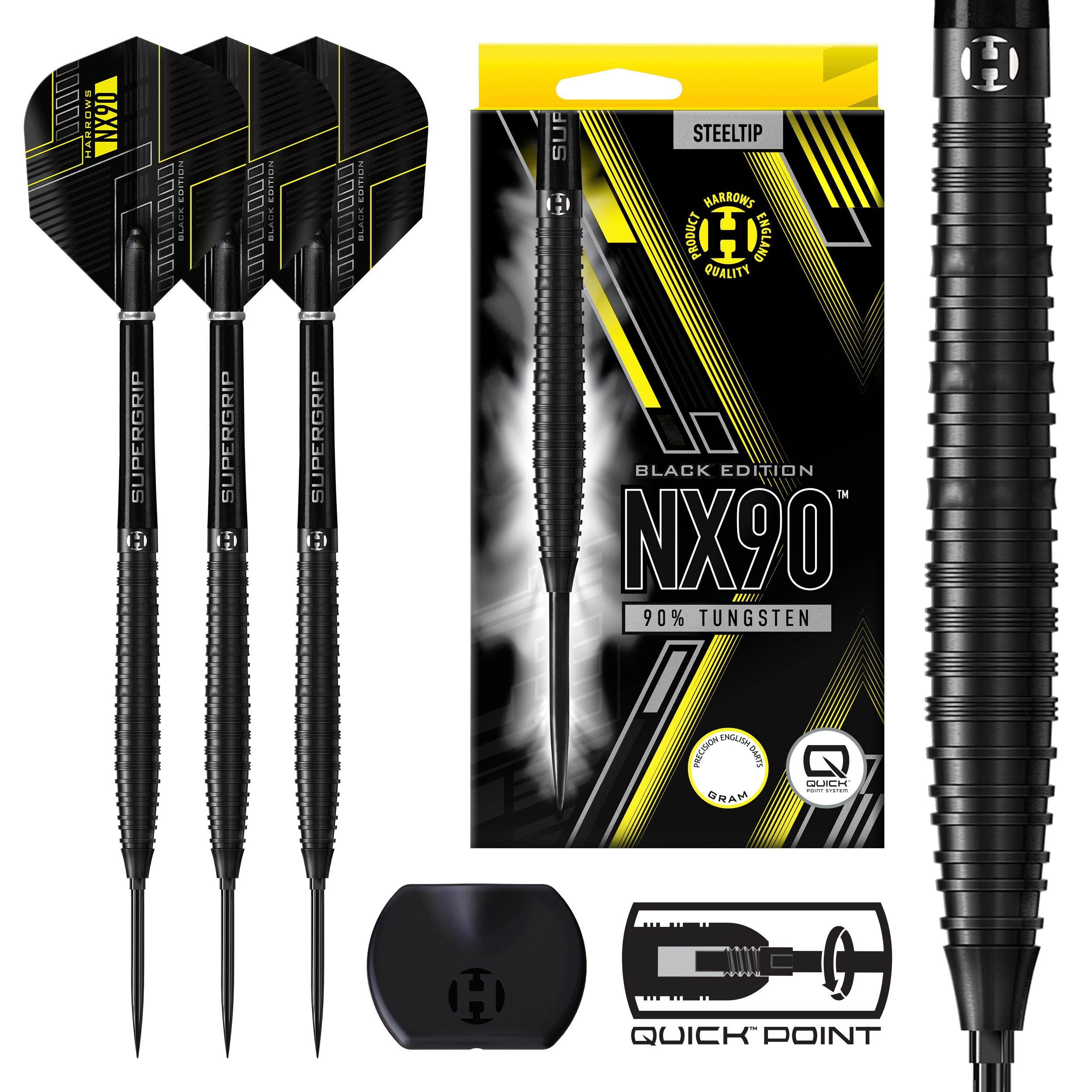 harrows-nx90-black-edition-90-tungst-ne-fl-chettes-pointe-acier-quick-point image 1