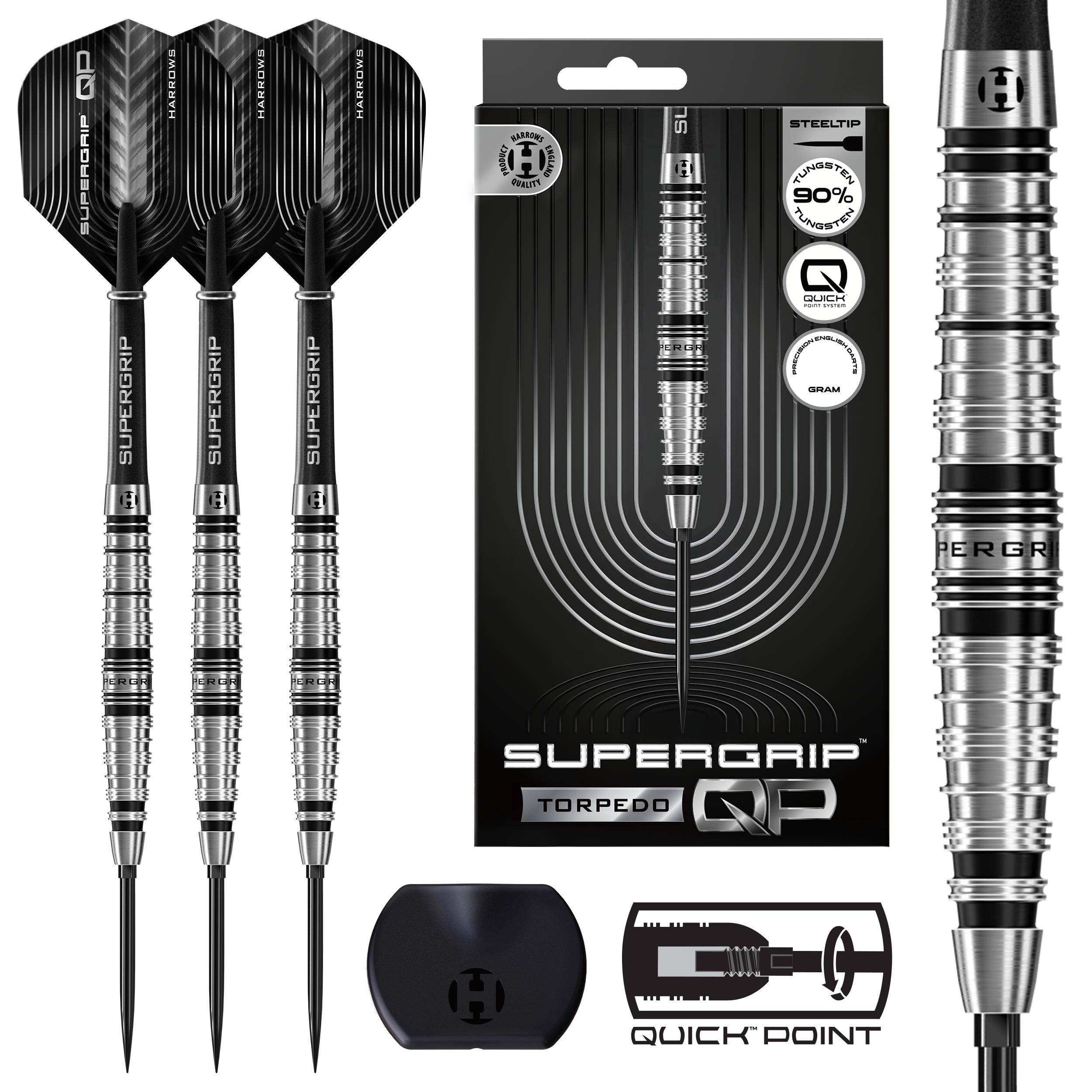 harrows-supergrip-qp-torpedo-90-fl-chettes-pointe-acier-quick-point image 1