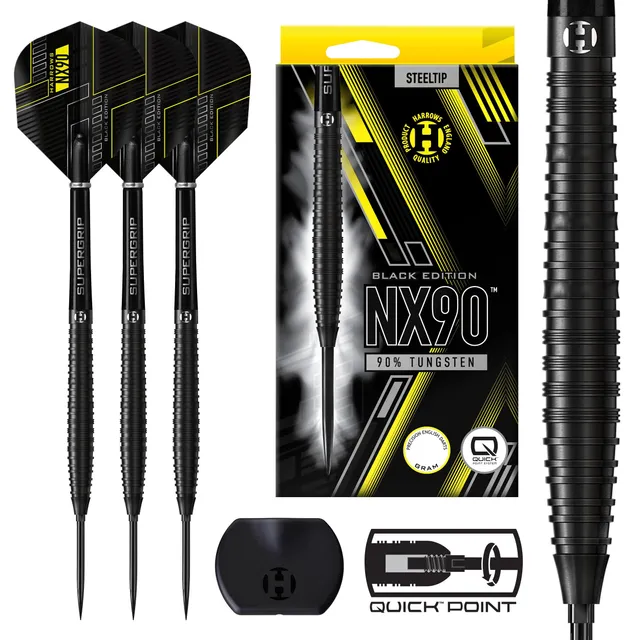harrows-nx90-black-edition-90-tungst-ne-fl-chettes-pointe-acier-quick-point image 1