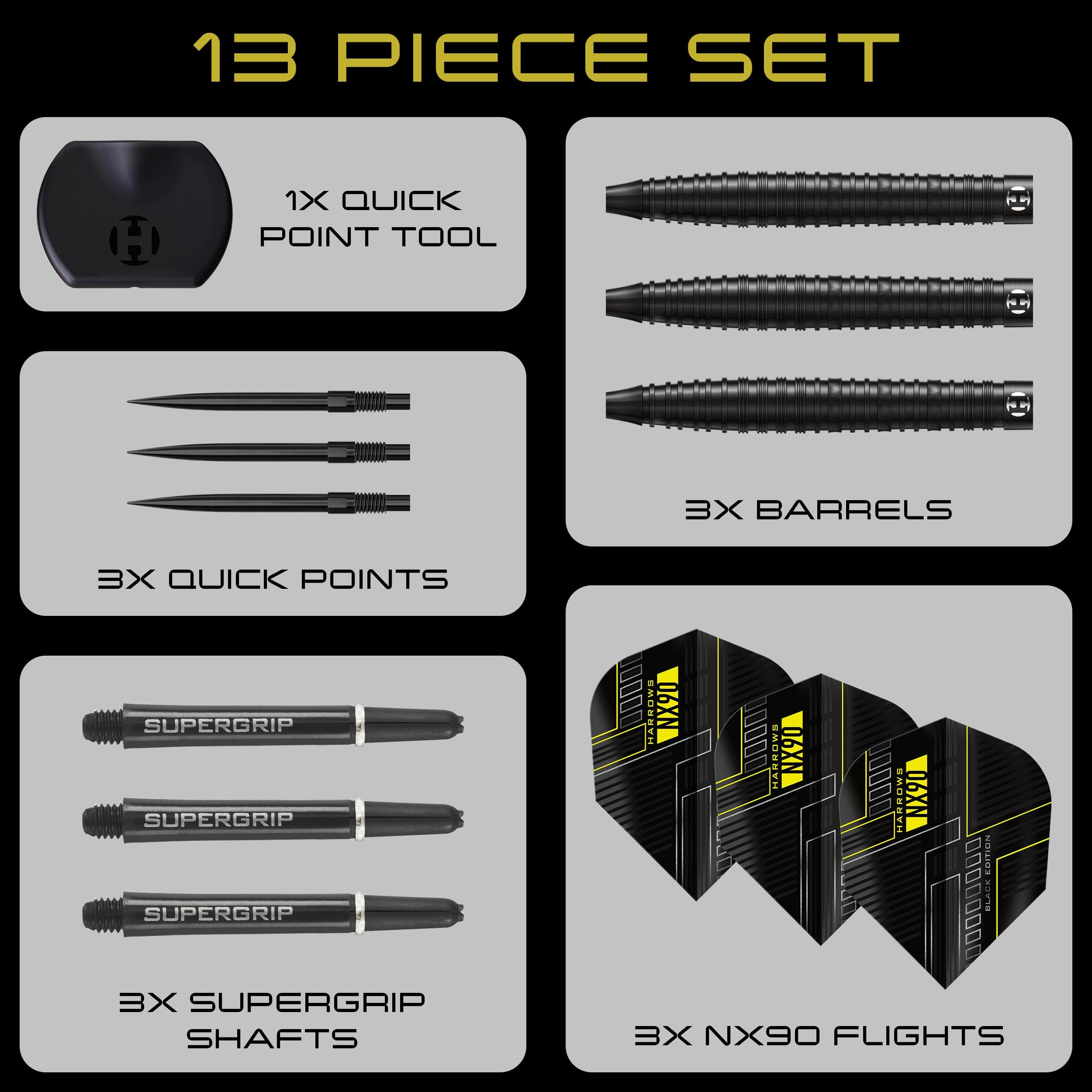 harrows-nx90-black-edition-90-tungst-ne-fl-chettes-pointe-acier-quick-point image 6