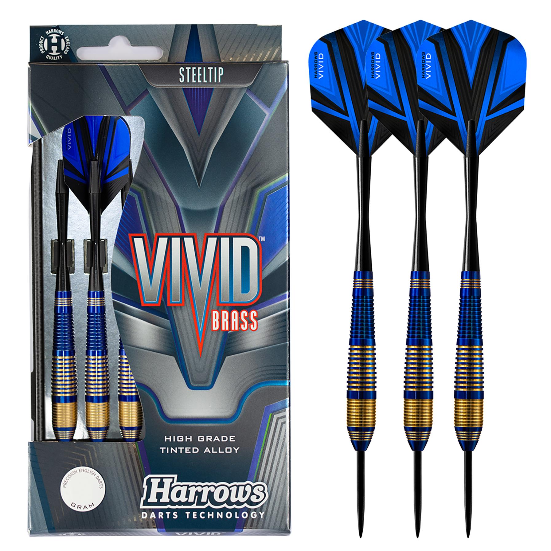 harrows-vivid-brass-blue-steel-tip-darts-fl-chettes-pointe-acier-bleues image 1