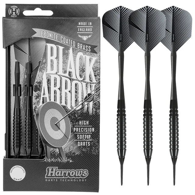 harrows-black-arrow-fl-chettes-pointe-souple-soft-tip-laiton image 1
