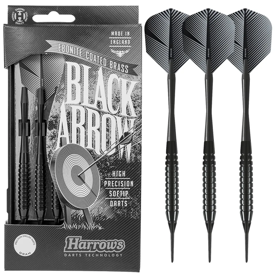 harrows-black-arrow-fl-chettes-pointe-souple-soft-tip-laiton image 1
