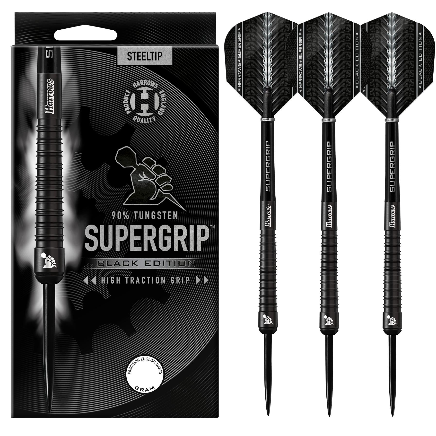 harrows-supergrip-90-black-edition-fl-chettes-pointe-acier image 1