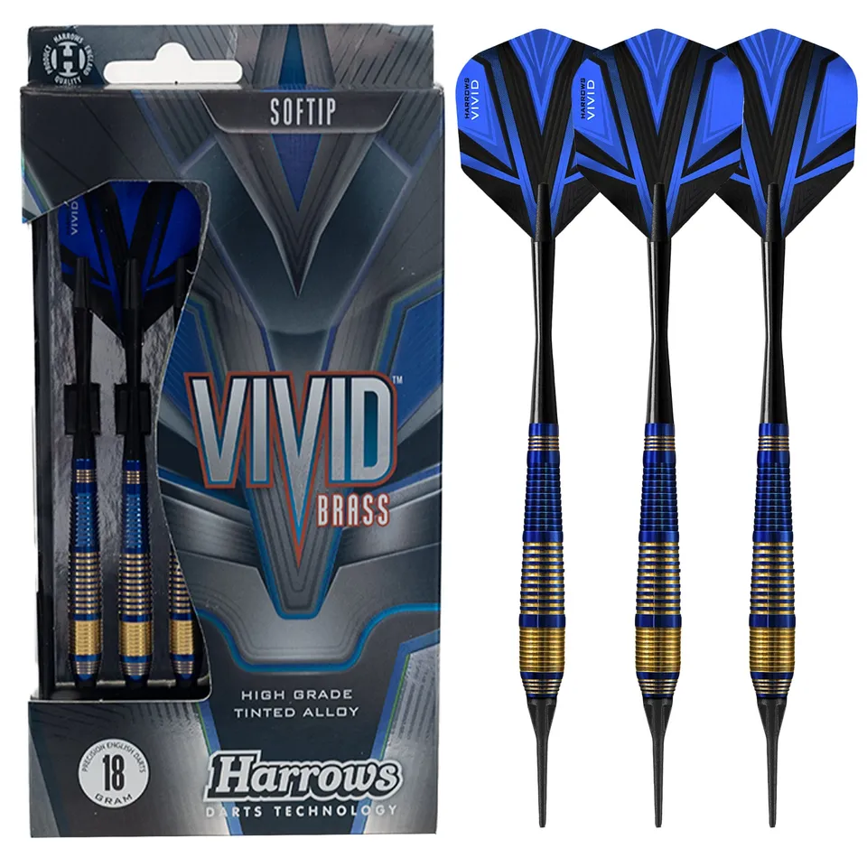 harrows-vivid-brass-bleu-fl-chettes-pointe-souple-soft-tip image 1